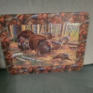 Wildlife Turkey Glass Cutting Board